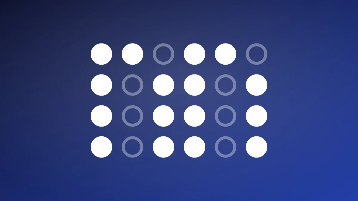 A month of calls drawn as a grid of dots, the missed ones hollow